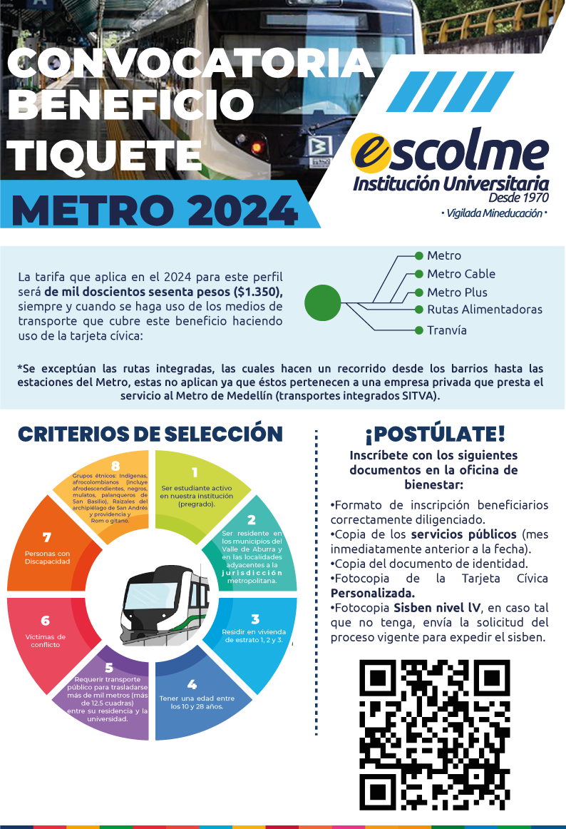 Convocatoria de beneficio tiquete Metro 2024